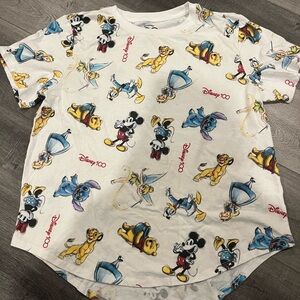 Disney White Tee with Cartoon Characters